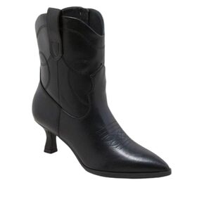 BLACK FAUX LEATHER ANKLE WESTERN BOOT SZ 11 NWT